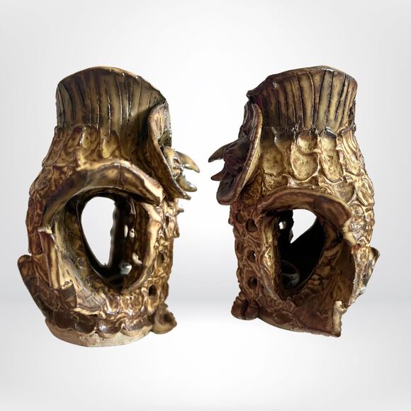 Rare Rustic Mid-Century Handmade Ceramic Owl | Fine Art Collectible - OOAK - Picture 4 of 4